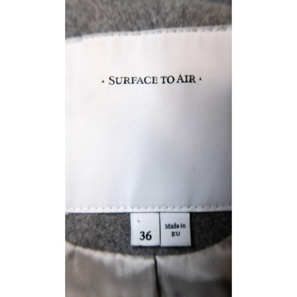 SURFACE TO AIR "Maple" Wool Grey Cocoon Oversized Pea Coat EU 36 - Picture 12 of 12